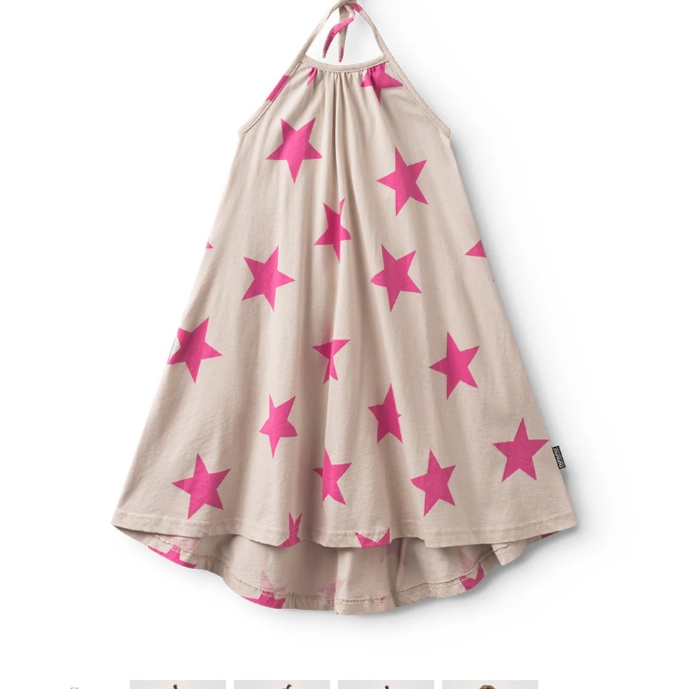 nununu Beige Dress with Pink Stars